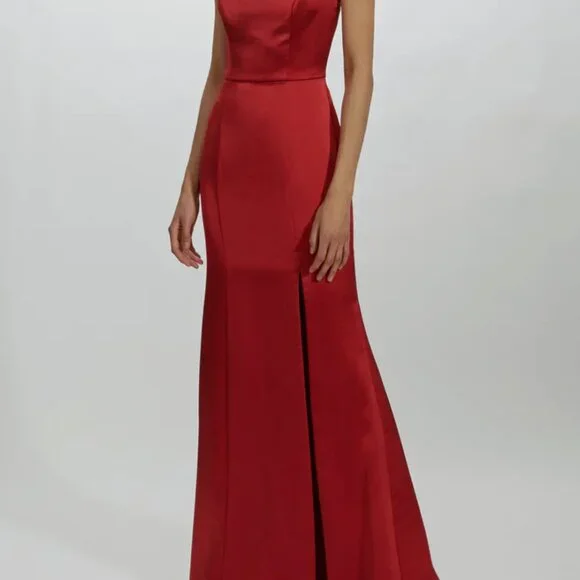 Amsale Tatia GB212S Bridesmaid Dress (Gunmetal - Fluid Satin) Size 6 - Picture 2 of 6